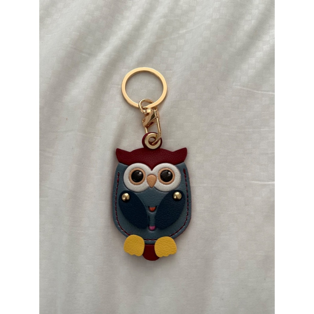 NEW Make Life Better Leather Owl Bag Charm Keychain Kawaii Whimsical Purse Charm
